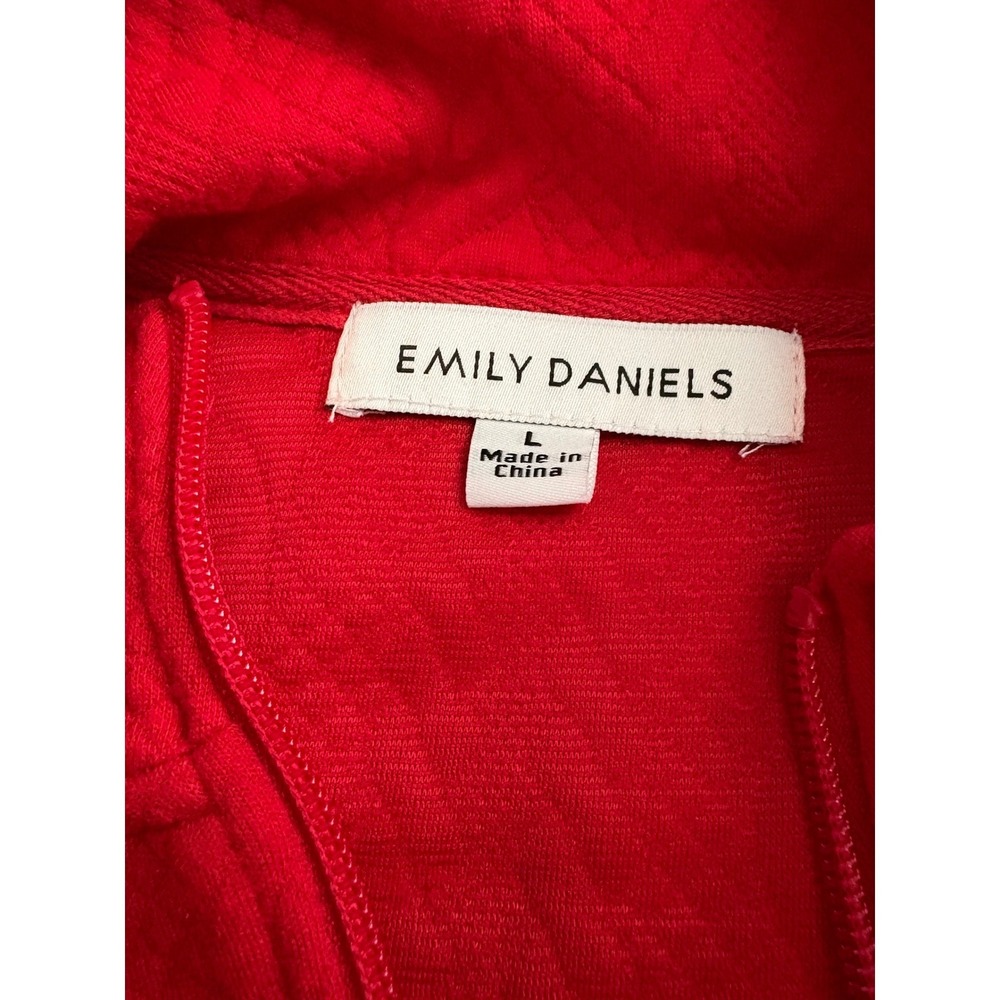 NWT Emily Daniels Red Cable Knit Sweater Vest Full Zip Mock Neck Women's Large - Picture 4 of 7